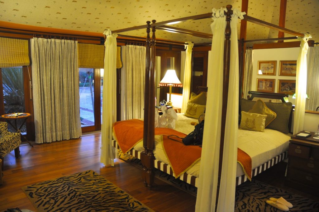 A bed in Oberoi Vanyavilas Ranthambore