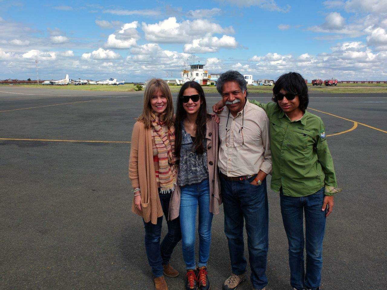 Pinto family on an airstrip