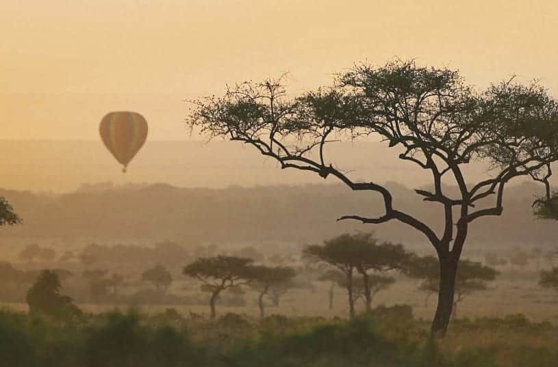 Hot air balloon over africa