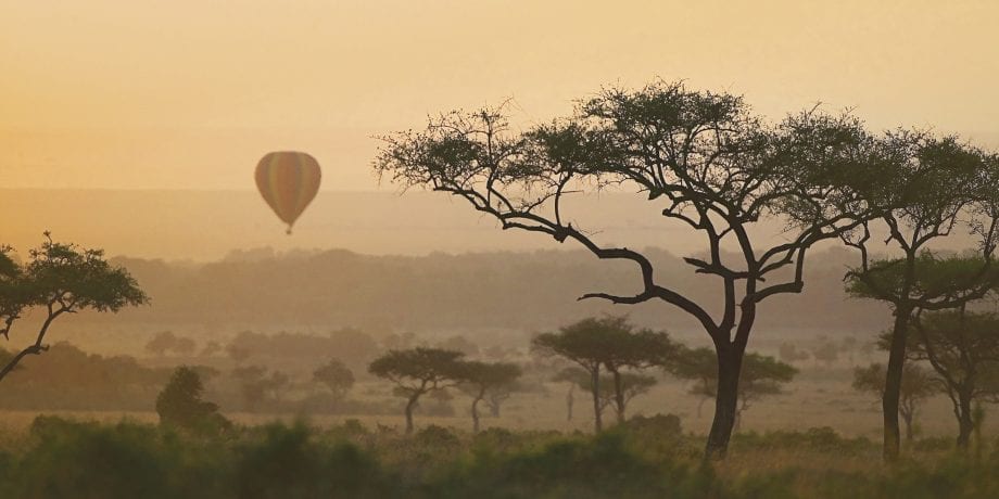 Hot air balloon over africa