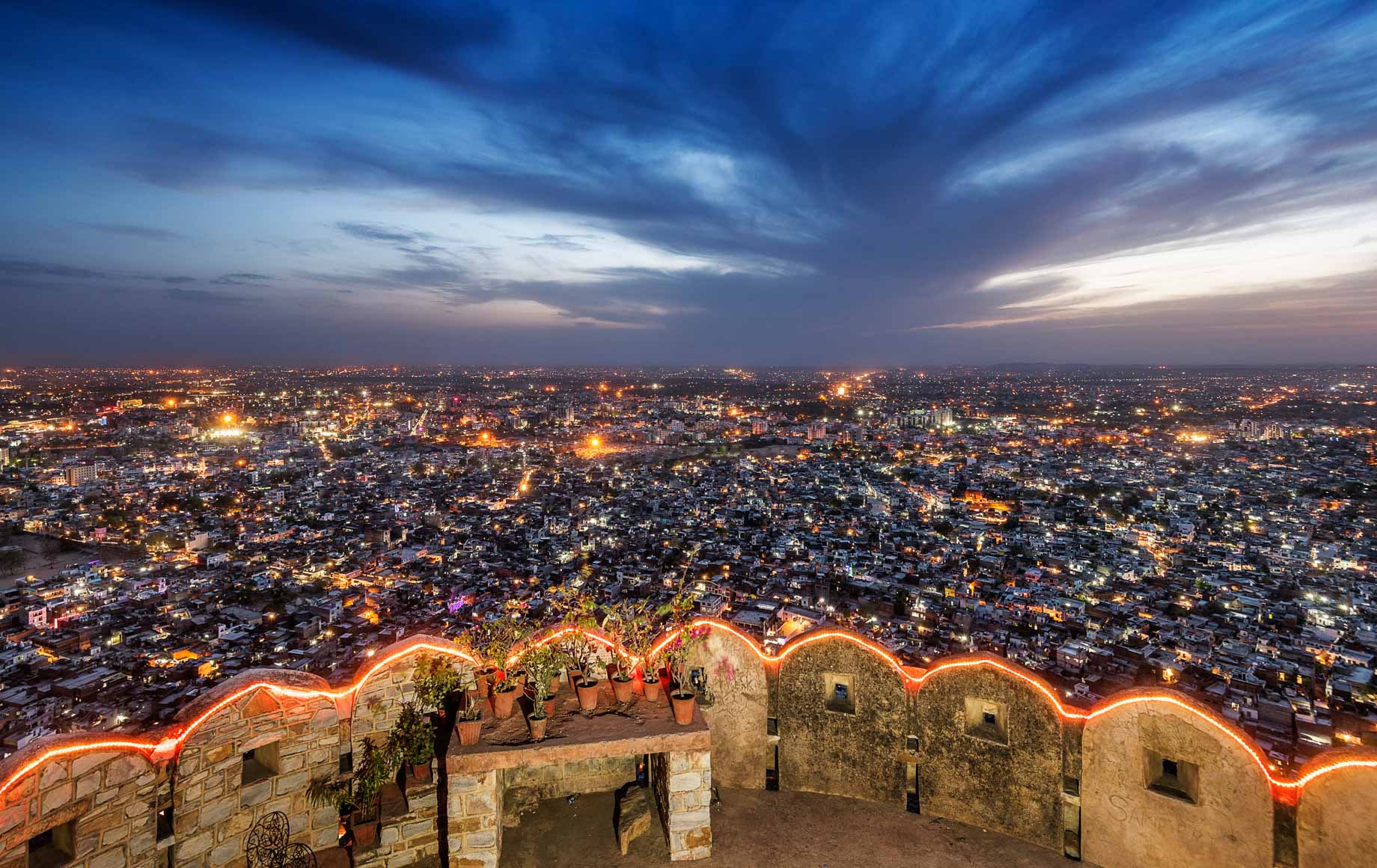 Jaipur night view from the top
