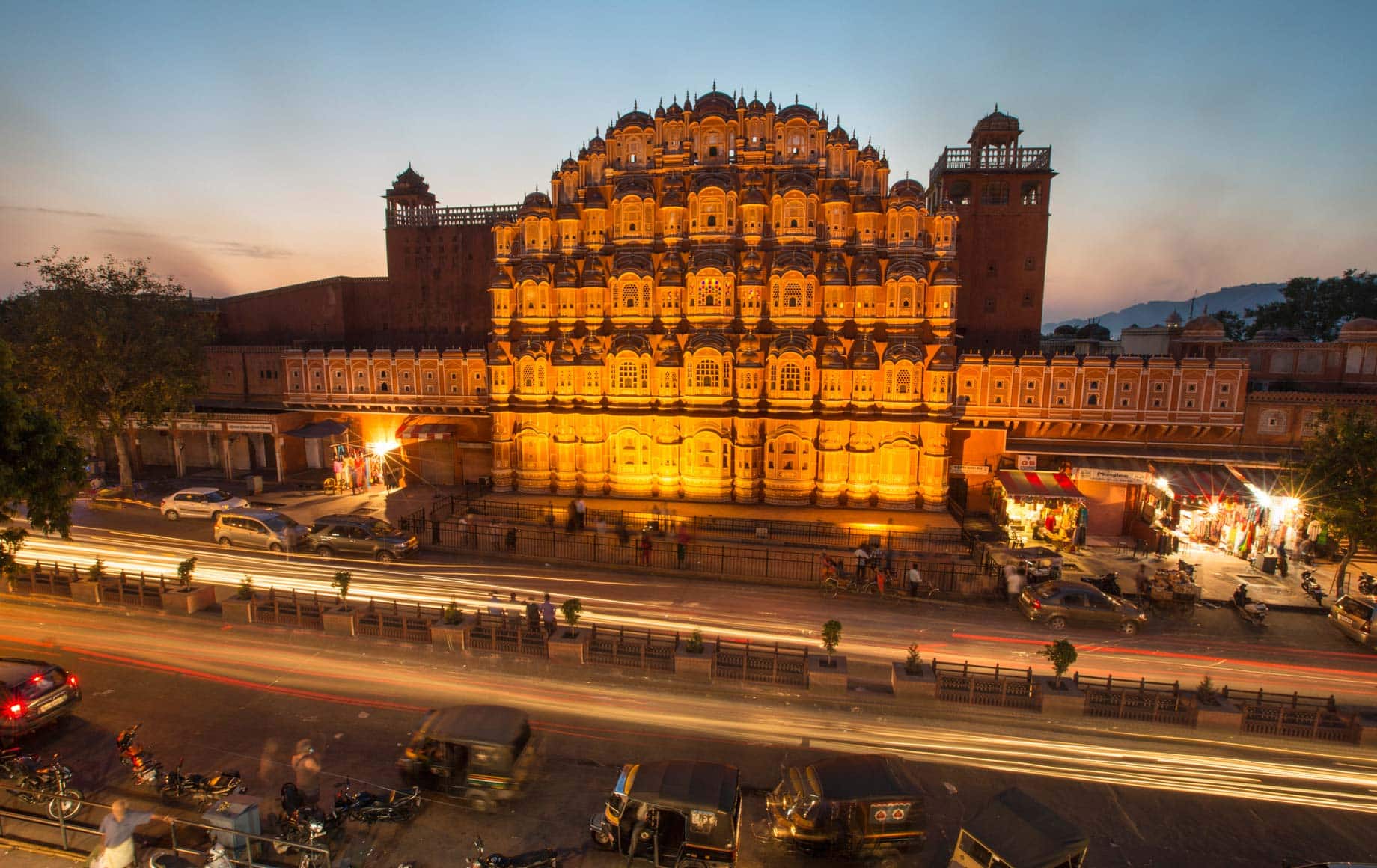 Jaipur Night Sky and Building with Shops