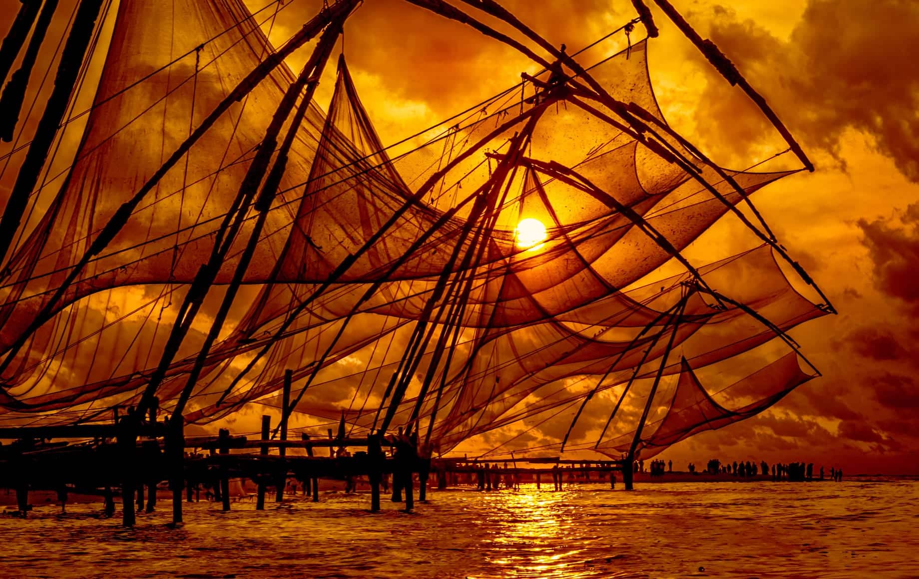 Fisherman Sunset In Kerala-india