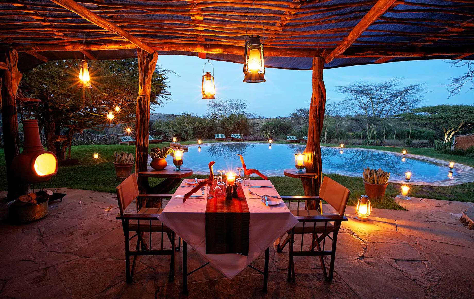 Lewa Safari Camp at night