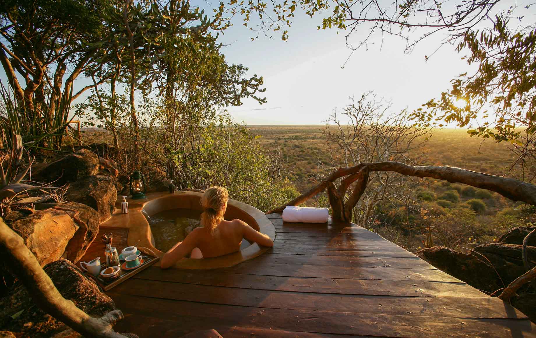 Enjoying sunset while taking bath, Meru National Park, Kenya