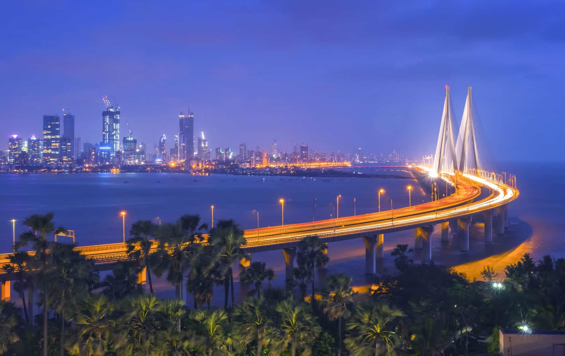 Beautiful City Views and Night Bridge of Mumbai