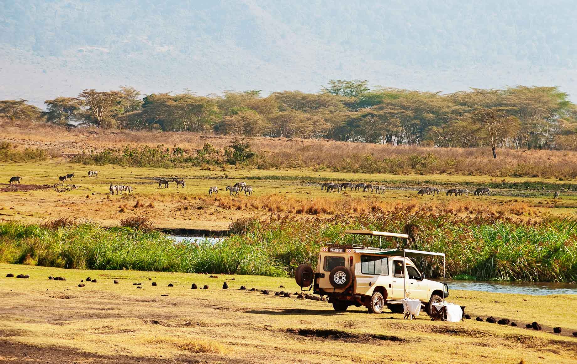 The Ngorongoro Conservation Area expands across rich, diverse wildland, hosting a vast array of wildlife and beautiful, natural tourist destinations