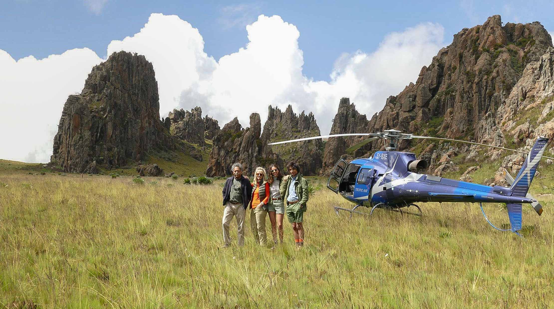 the pinto family in the wild with a helicopter