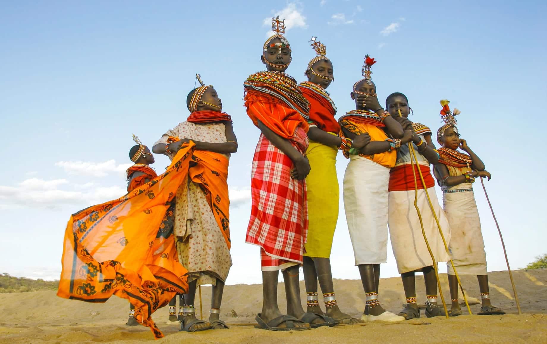 Tribe ladies with gorgeous clothing at Samburu National Reserve