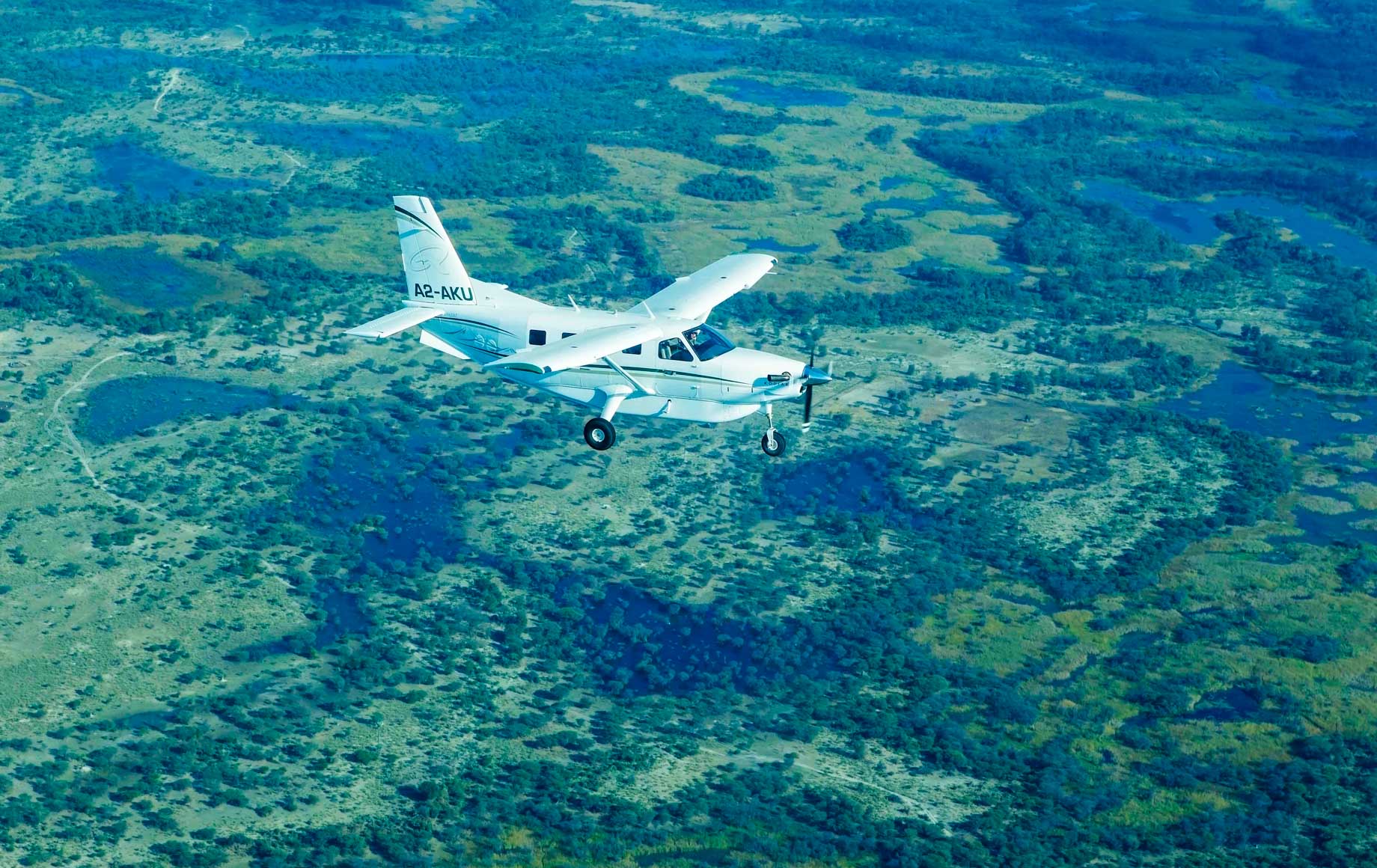 Airplane flying over Savuti Chobe