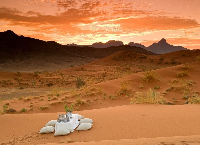 Looking out to beautiful desert scenery during dinner at Sossusvlei Namib Desert
