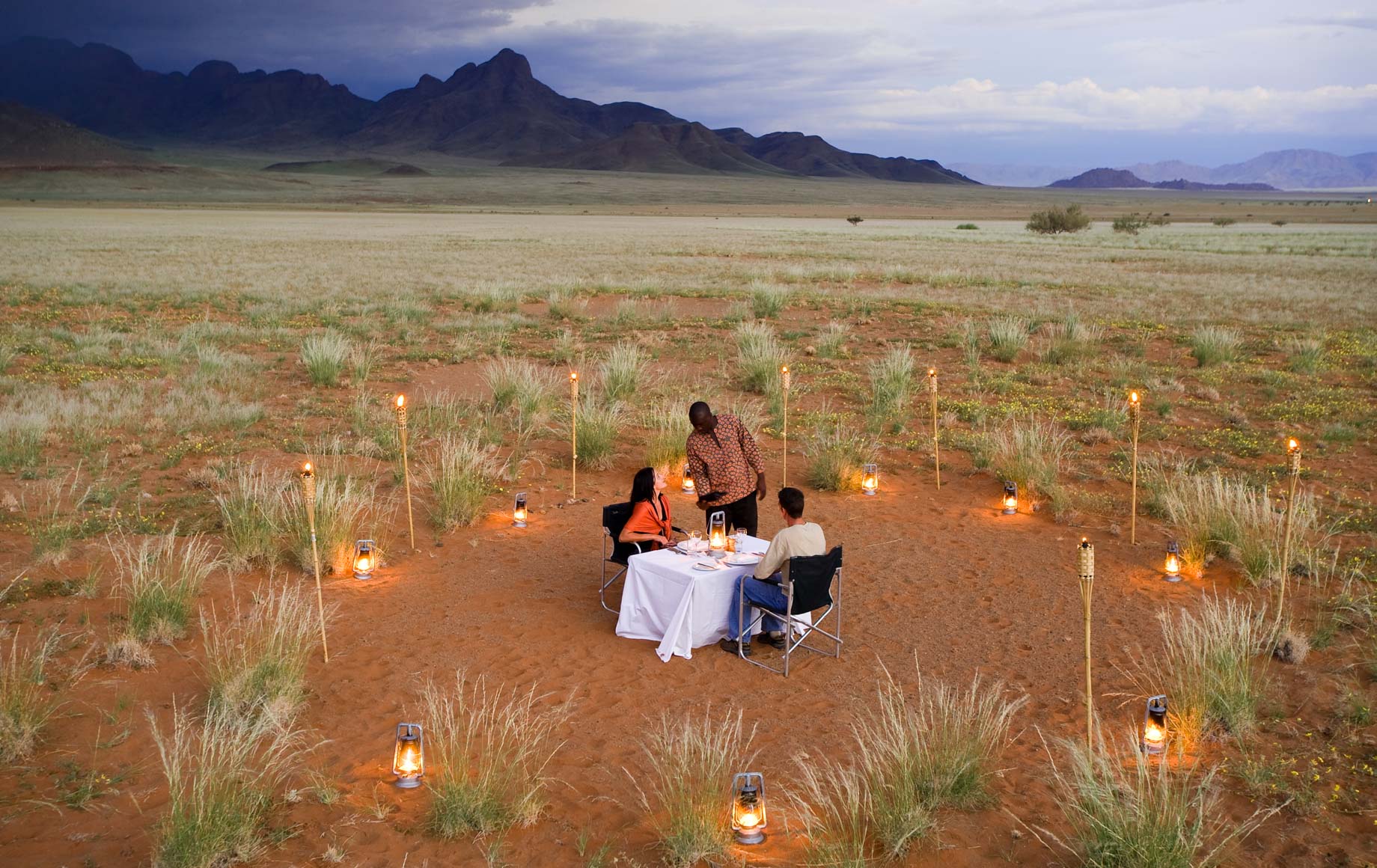 Romantic dinner in the middle of Sossusvlei Namib Desert