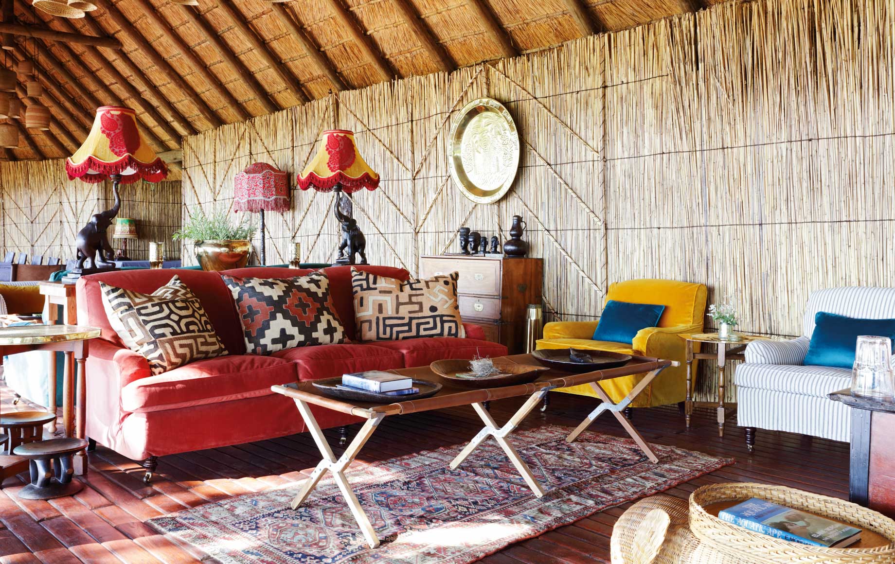 Interior sitting area at Mapula Lodge