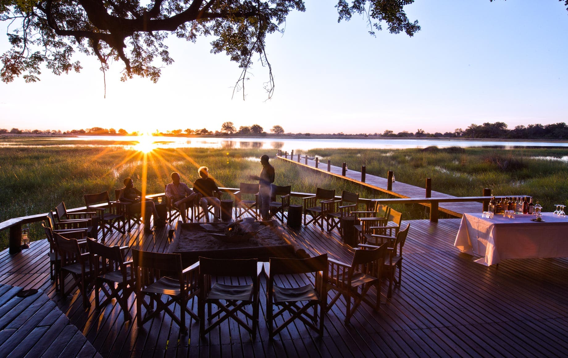 Outdoor sunset dinner at Mapula Lodge