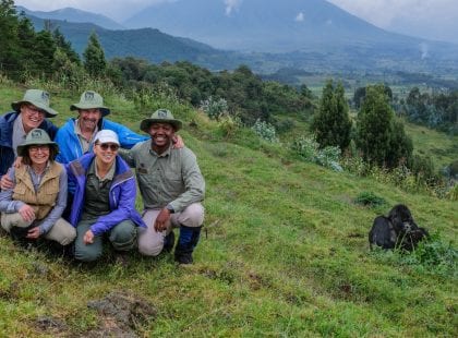 A group on a safari in the mountains