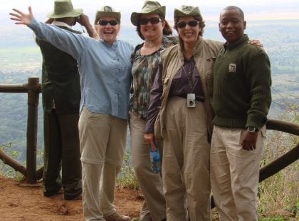 A group sightseeing on a mountain