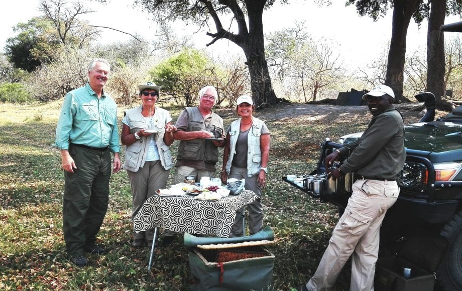 People getting ready for a makeshift dinner