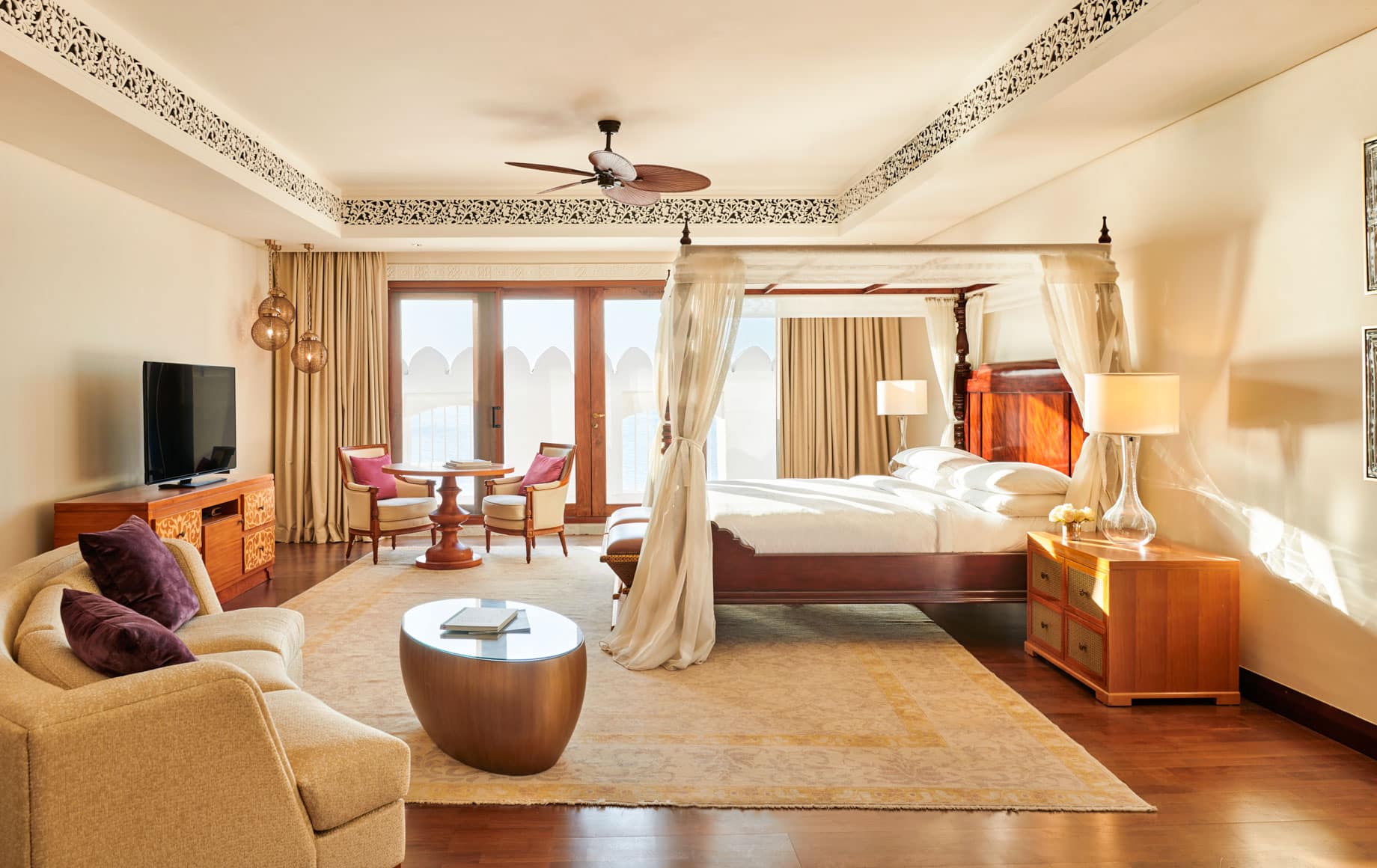 Interior of bedroom at Park Hyatt, Zanzibar