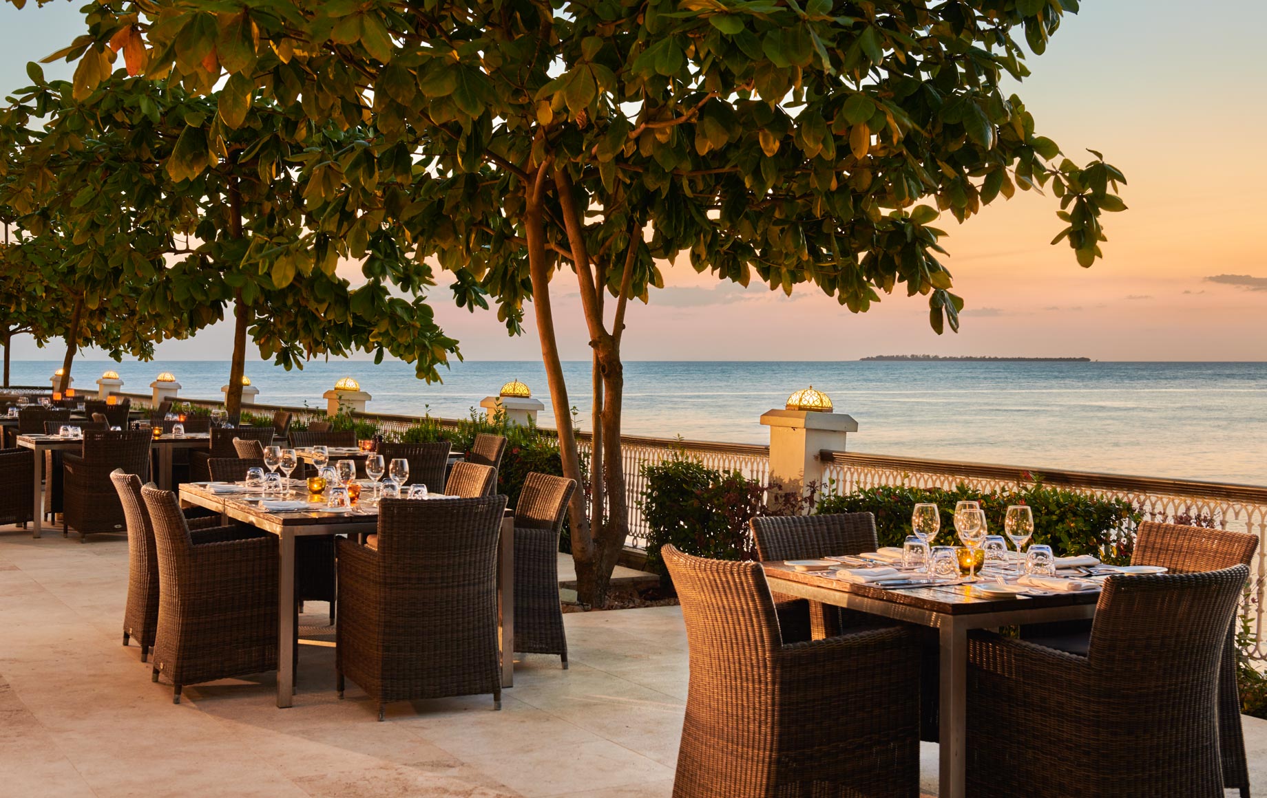 Outdoor deck dining area at Park Hyatt, Zanzibar