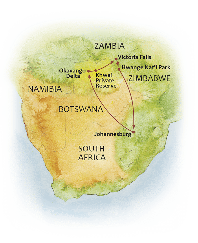 Passage Through Botswana and Zimbabwe map