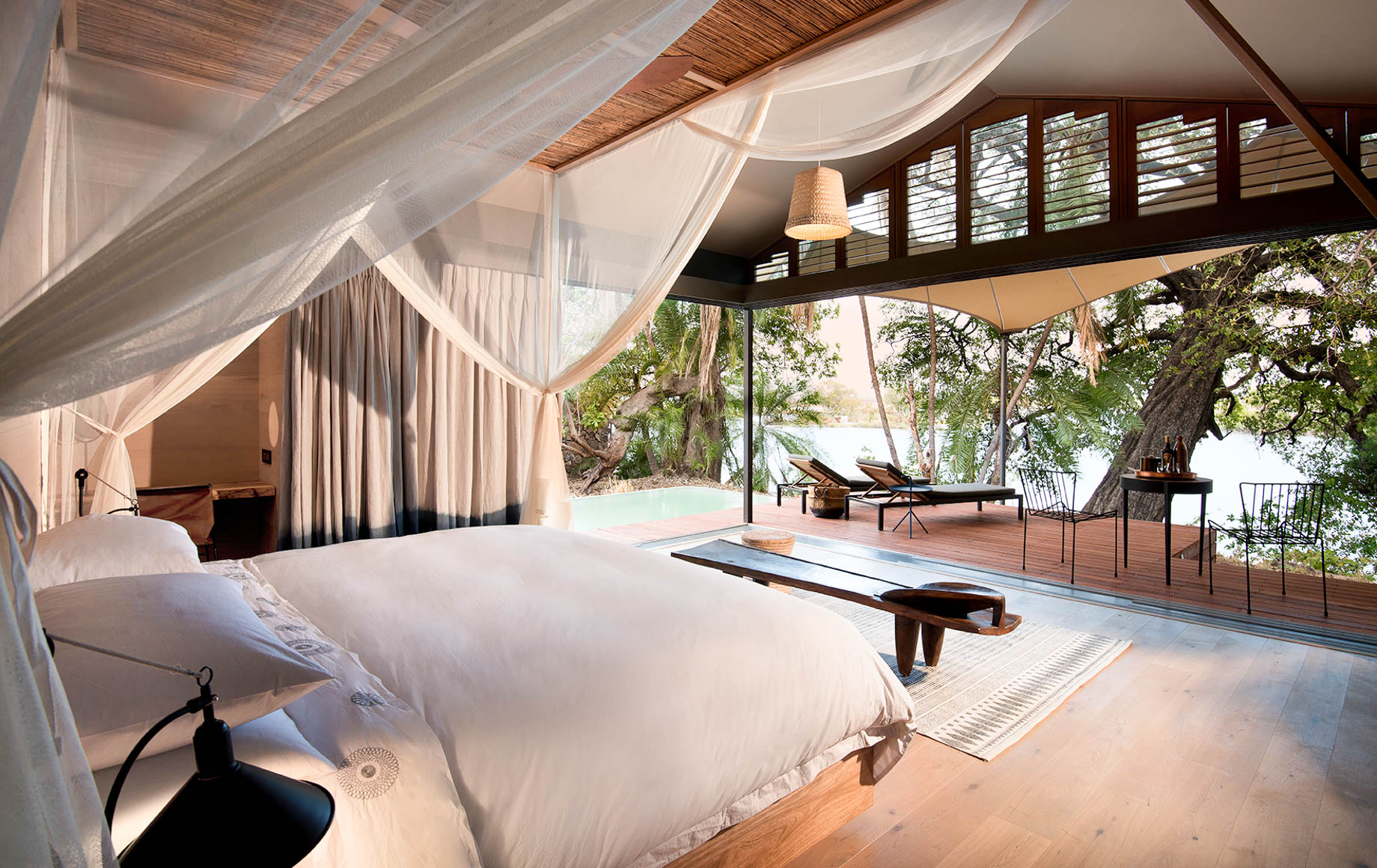 Interior view of Thorntree River Lodge bedroom