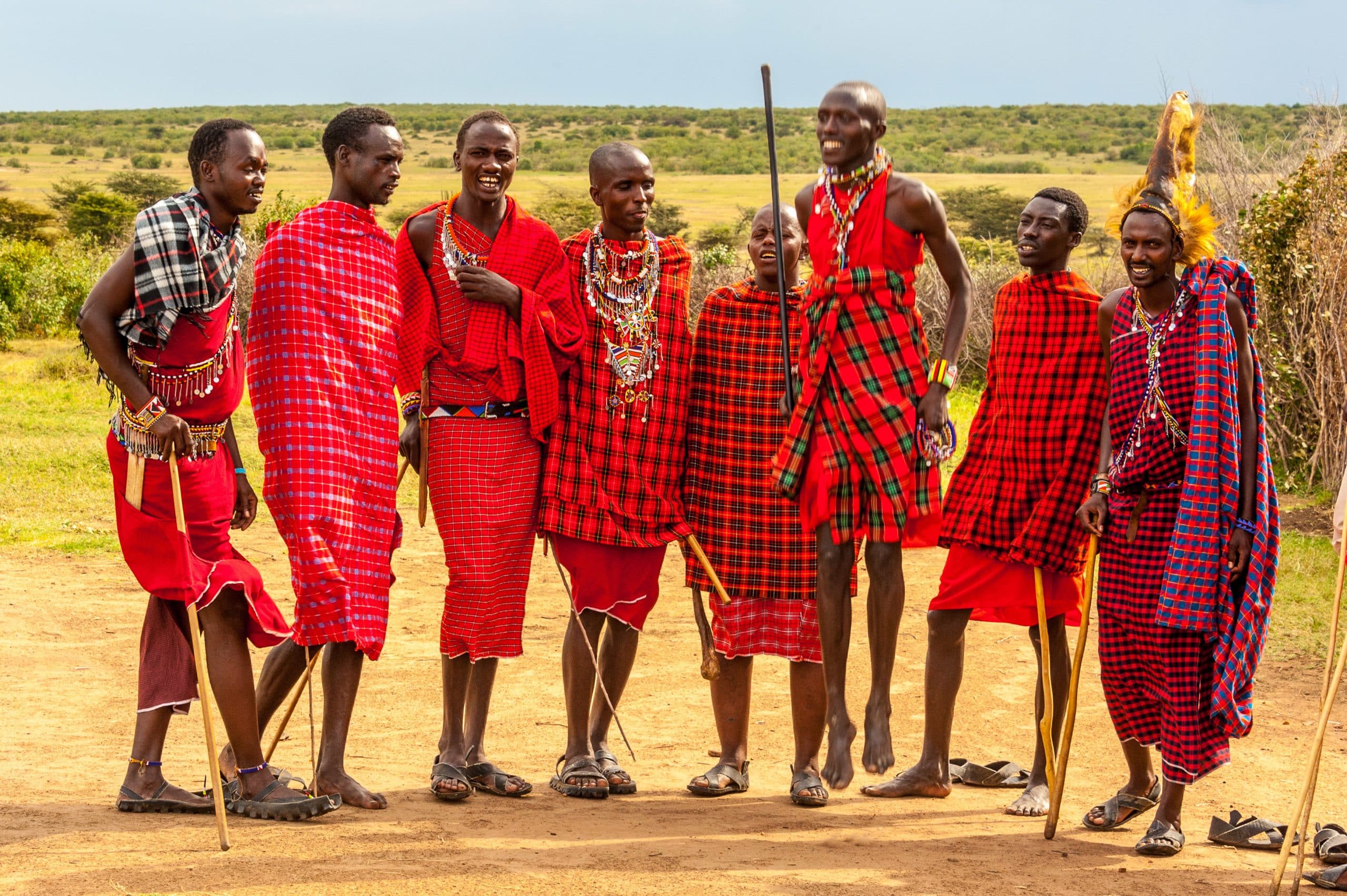 Maasai couple (warrior and girl) in traditional clothing. Africa