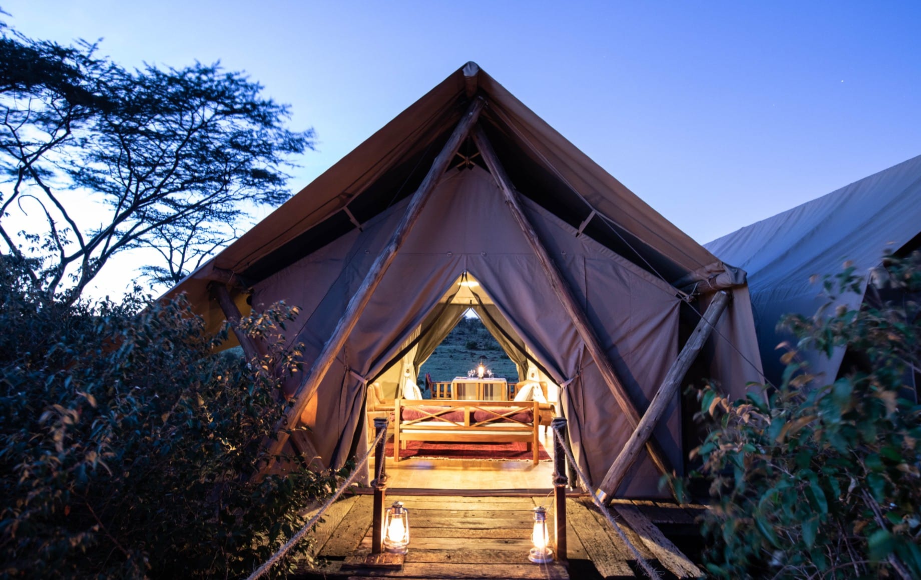 a tent at Mara Nyika