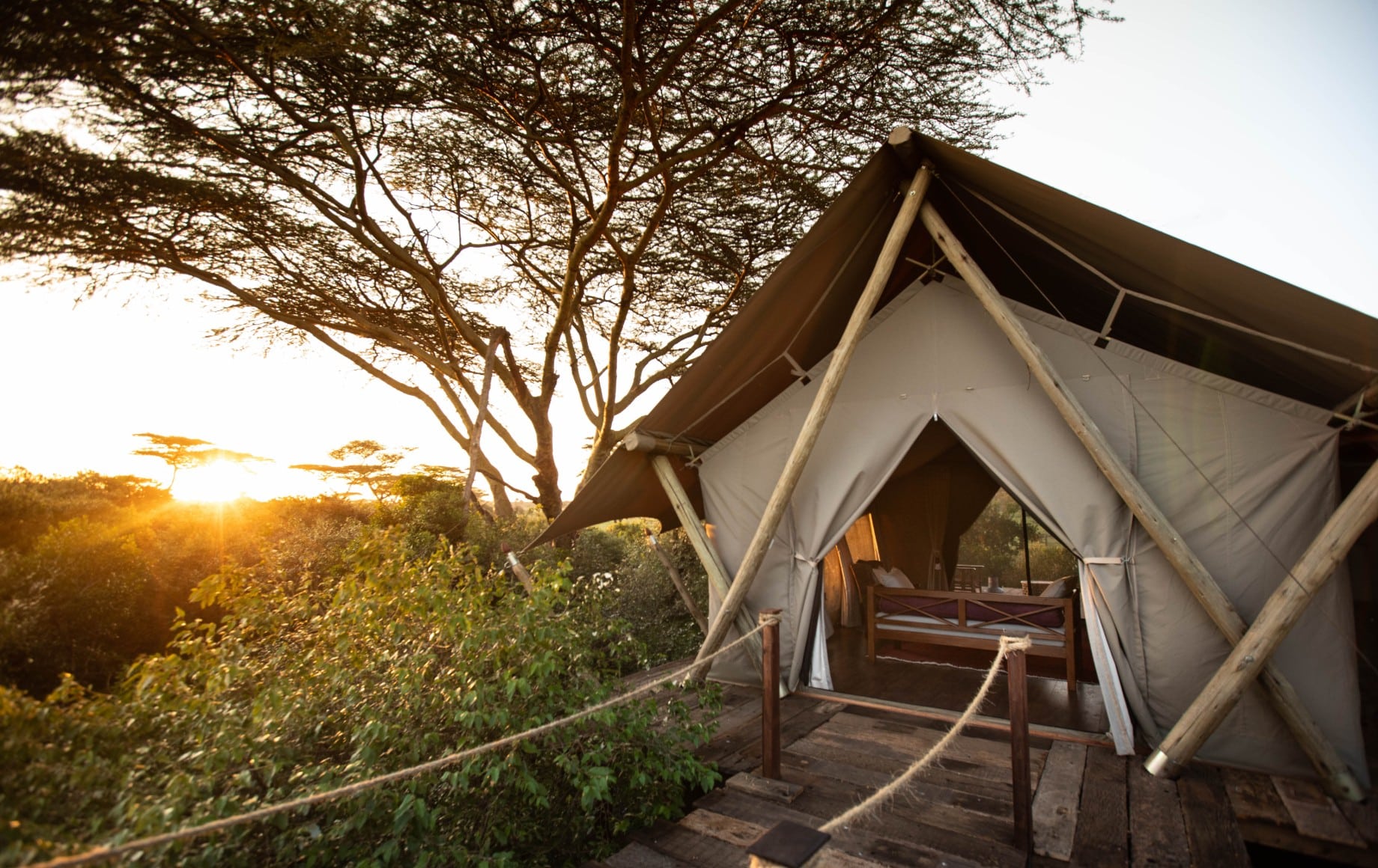 a bridge leading to a tent at Mara Nyika