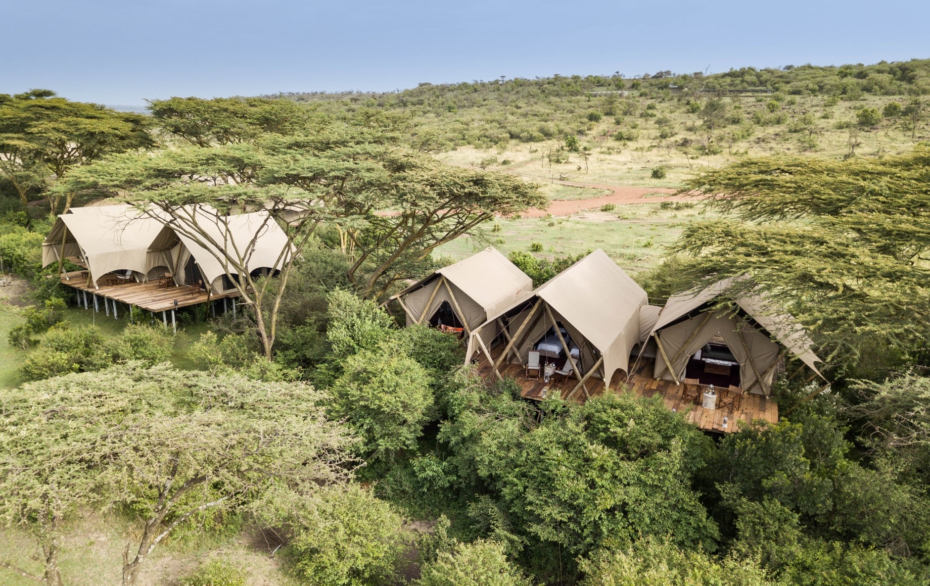 another angle of a row of tents at Mara Nyika