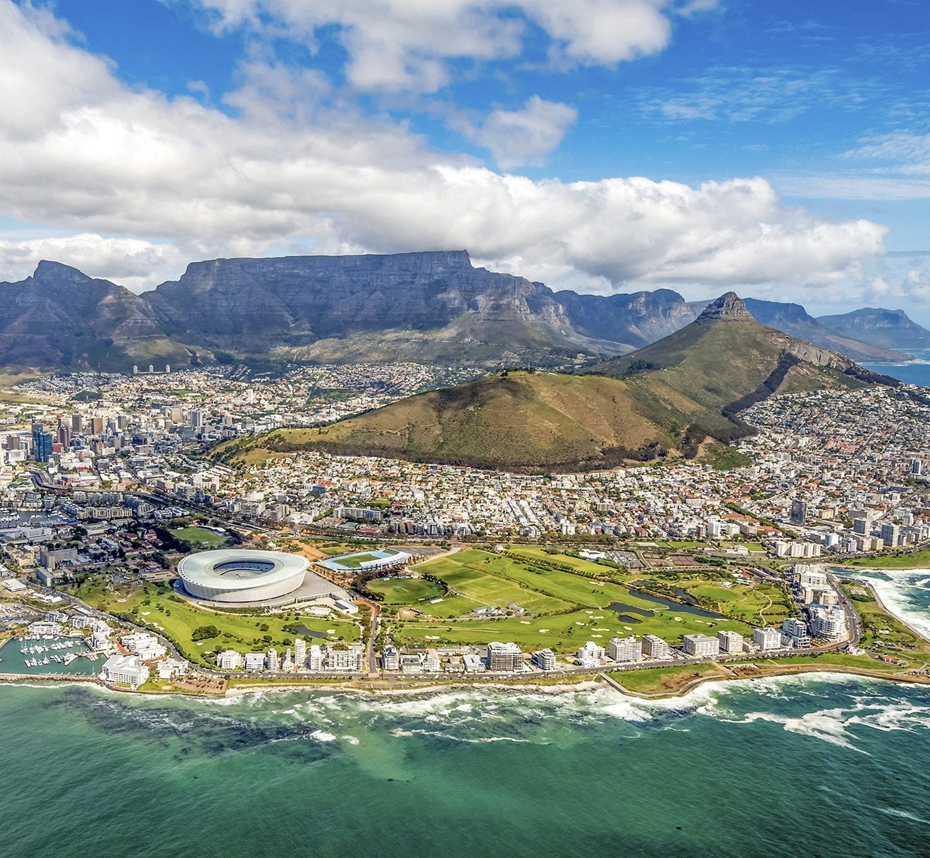 an aerial view of Cape Town