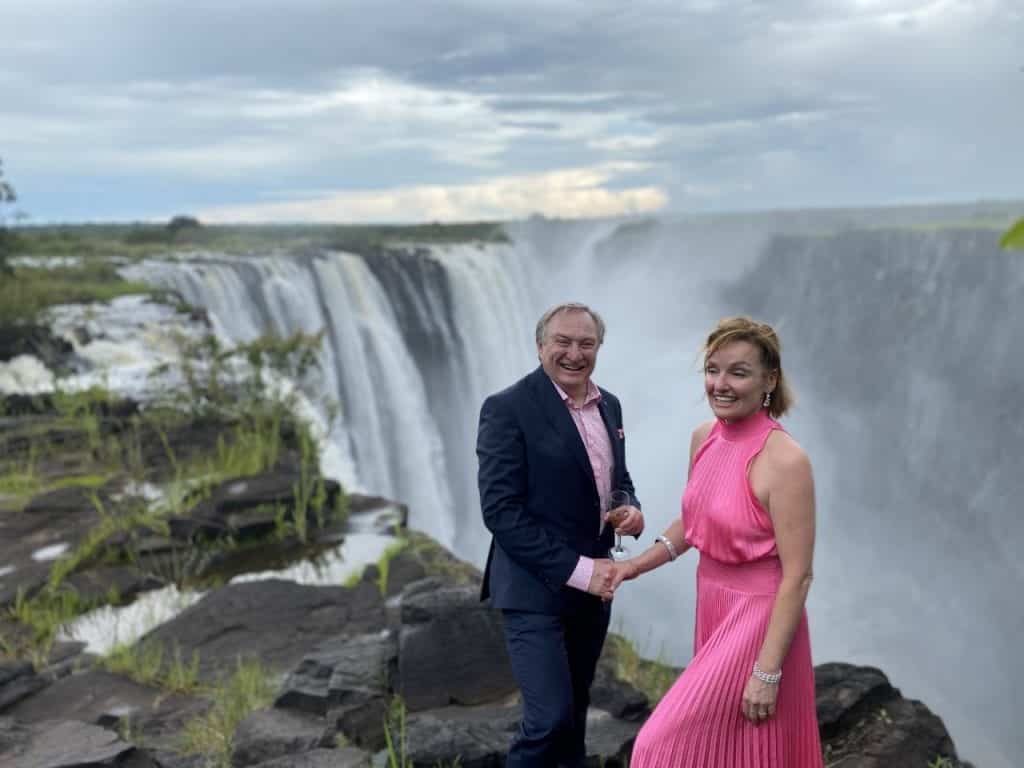 married couple at Victoria Falls