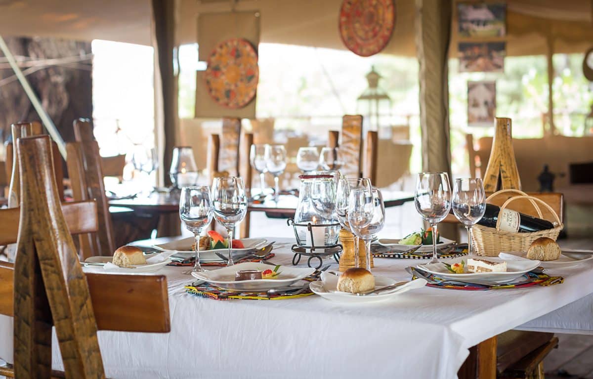 A table set for a formal dinner.